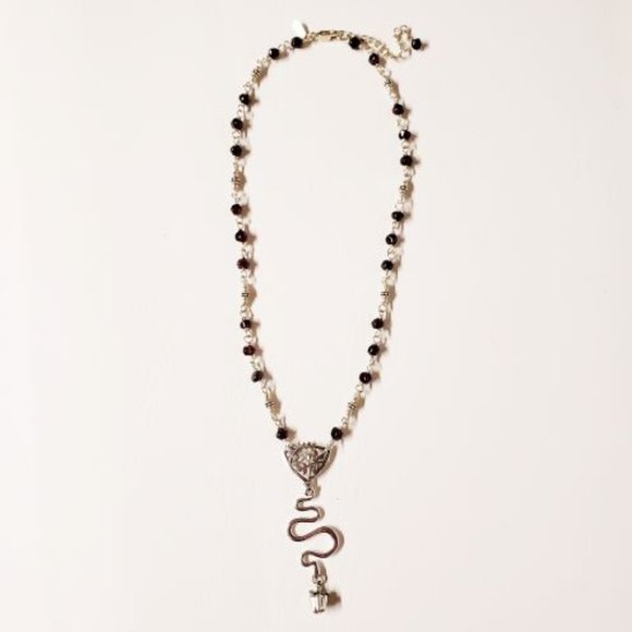 Sterling Silver Garnet Snake Necklace - Picture 7 of 16